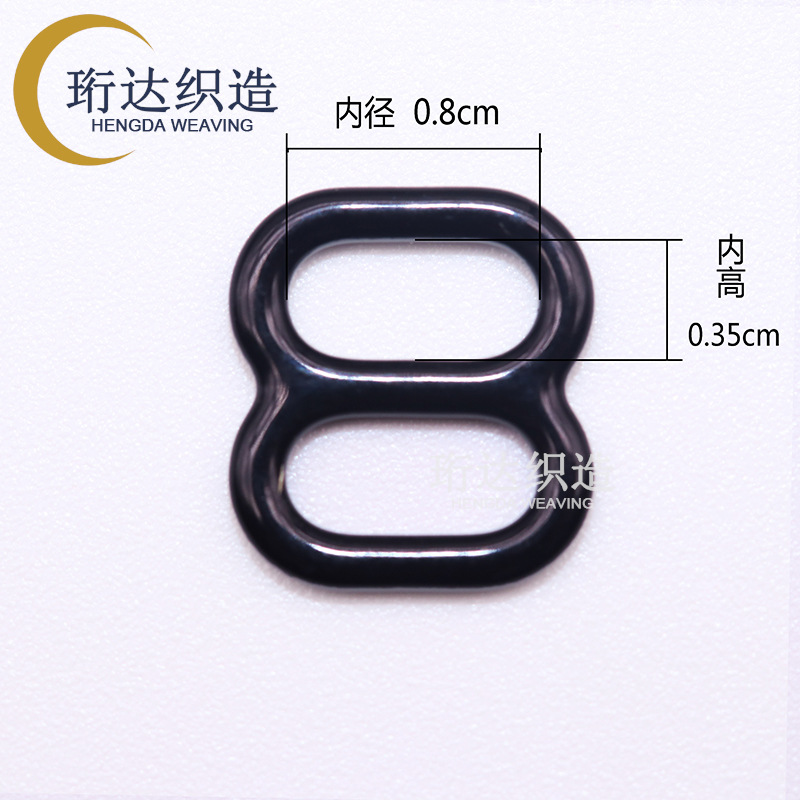 8 hebillas de 0,8 cm de diámetro interior envueltas en pegamento (negro) / grano - agujero ancho