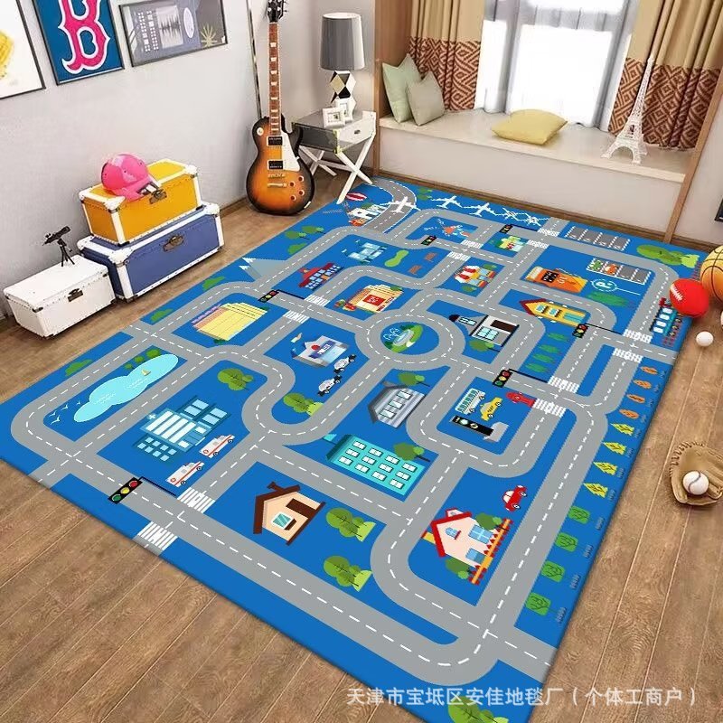クロスボーダー子供用カーペットクリスタルベルベット駐車場クライミングマットゲーム交通道路フロアマット早期教育幼稚園カーペット|undefined