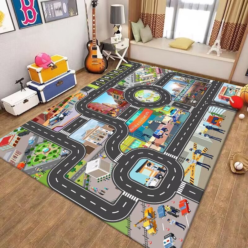 国境を越えた子供用カーペット、駐車場ゲーム、クライミングマット、交通道路フロアマット、早期教育幼稚園カーペット、代理販売可能|undefined