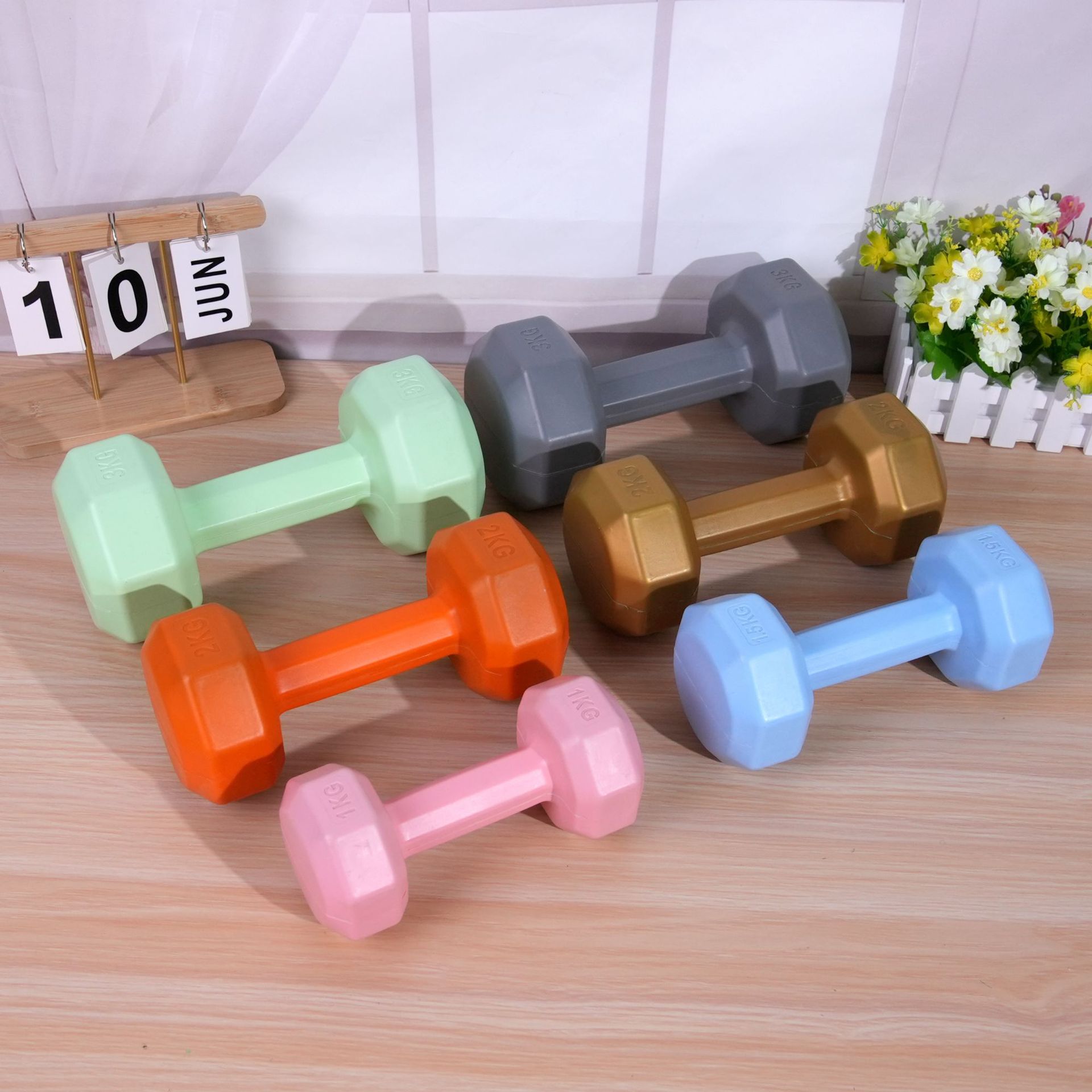 Kadınlar için küçük dambıllar, evde kullanım için fitness ekipmanları, çocuklar için kauçuk kaplı dambıllar, erkekler için kol kası geliştirme kettlebell'leri, yoga dambılları, bir çift set.