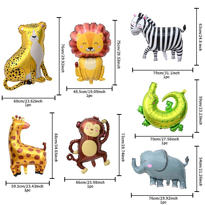 Venta caliente cabeza de animal película de aluminio globo tema de cumpleaños fiesta decoración de dibujos animados león cabeza de tigre papel de aluminio globo al por mayor