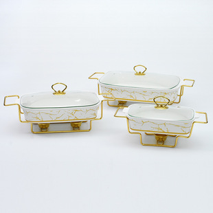 Cross-Border Supply Ceramic Alcohol Meal Stove Restaurant Food Heating Container Square Alcohol Hot Pot Ceramic Buffet Stove