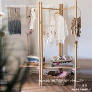 Solid Wood Hallway Decoration Removable Storage Rack Modern Simple Wood Homestay Home Partition Folding Japanese-style Screen
