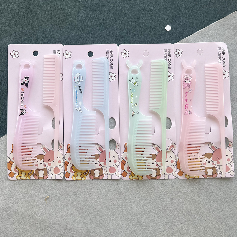 新しい小型透明子供用熟した接着剤耐久性のあるセットコームかわいいプラスチック細歯ポータブルデュアル目的ヘアスムージングコーム|undefined