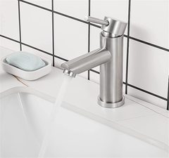 304 stainless steel bathroom sink faucet, cold and hot brushed face basin undermount faucet