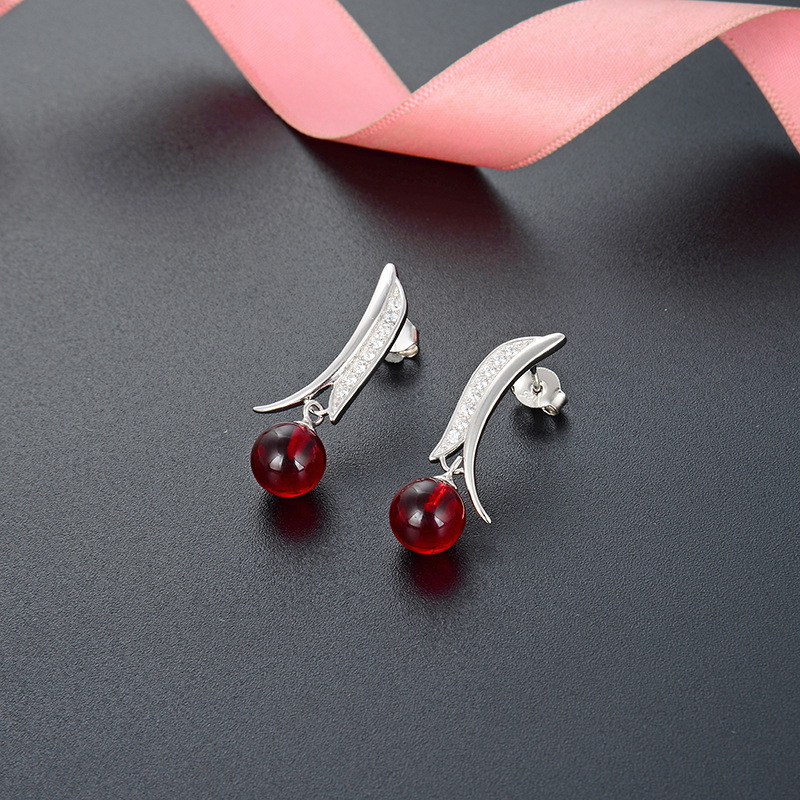 FUENTE Fábrica elegante circón accesorios pendientes estilo japonés y coreano s925 accesorios de las mujeres de plata redondas cuentas pendientes de la joyería