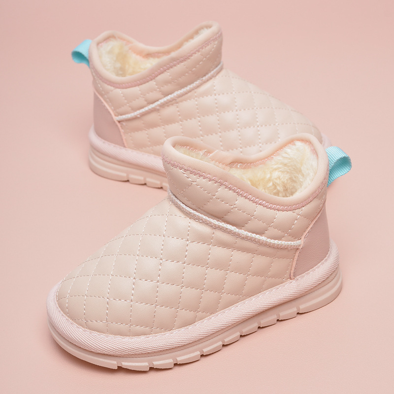 Botas de nieve cálidas para niños, muy vendidas en invierno, botas casuales de algodón con forro polar para niños y niñas, venta al por mayor transfronteriza de calzado de algodón.