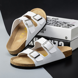 Cross-border Slippers 2023 Summer Fashion Slippers Couples Drag Cork Outdoor Shoes Flat Double Buckle Beach Cool Shoes