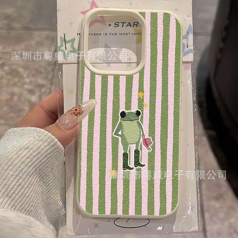 Frog Green Pattern 18Pro Suitable for Iphone16Promax Mobile Phone Case Apple 15 Classy 14 European and American 17 Imitation Frog Green Pattern 18Pro Suitable for Iphone16Promax Mobile Phone Case Apple 15 Classy 14 European and American 17 Imitation