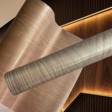 高端时尚棕色木纹烫金箔耐用耐刮PS相框墙板适用厂家直销