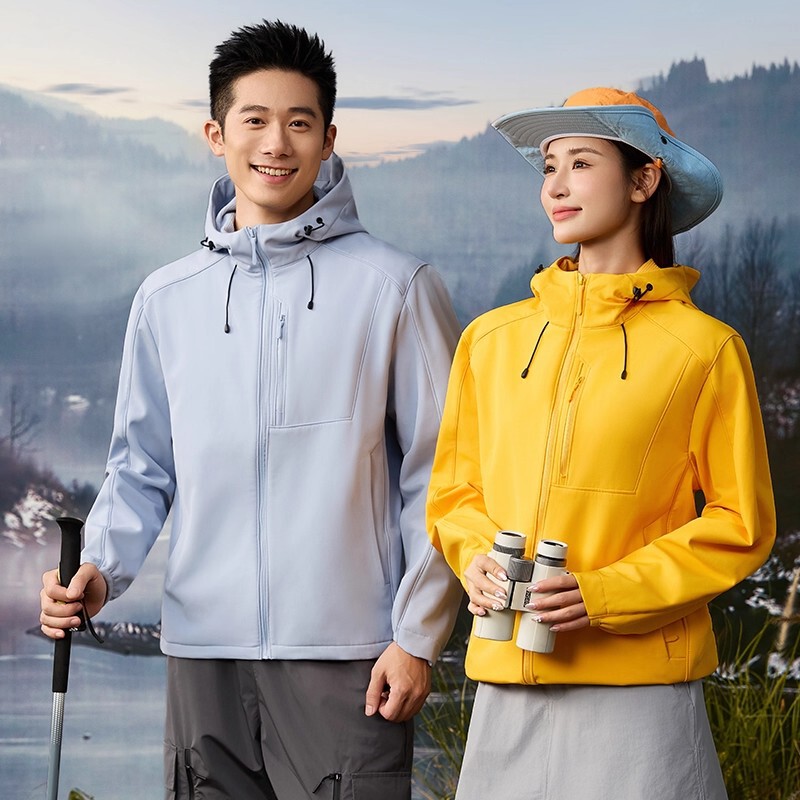 Soft Shell Jacket for Men, Winter Windproof, Water-Repellent, Fleece-Lined, Warm Jacket, Sports Elastic Hiking, Running, Skiing Clothing