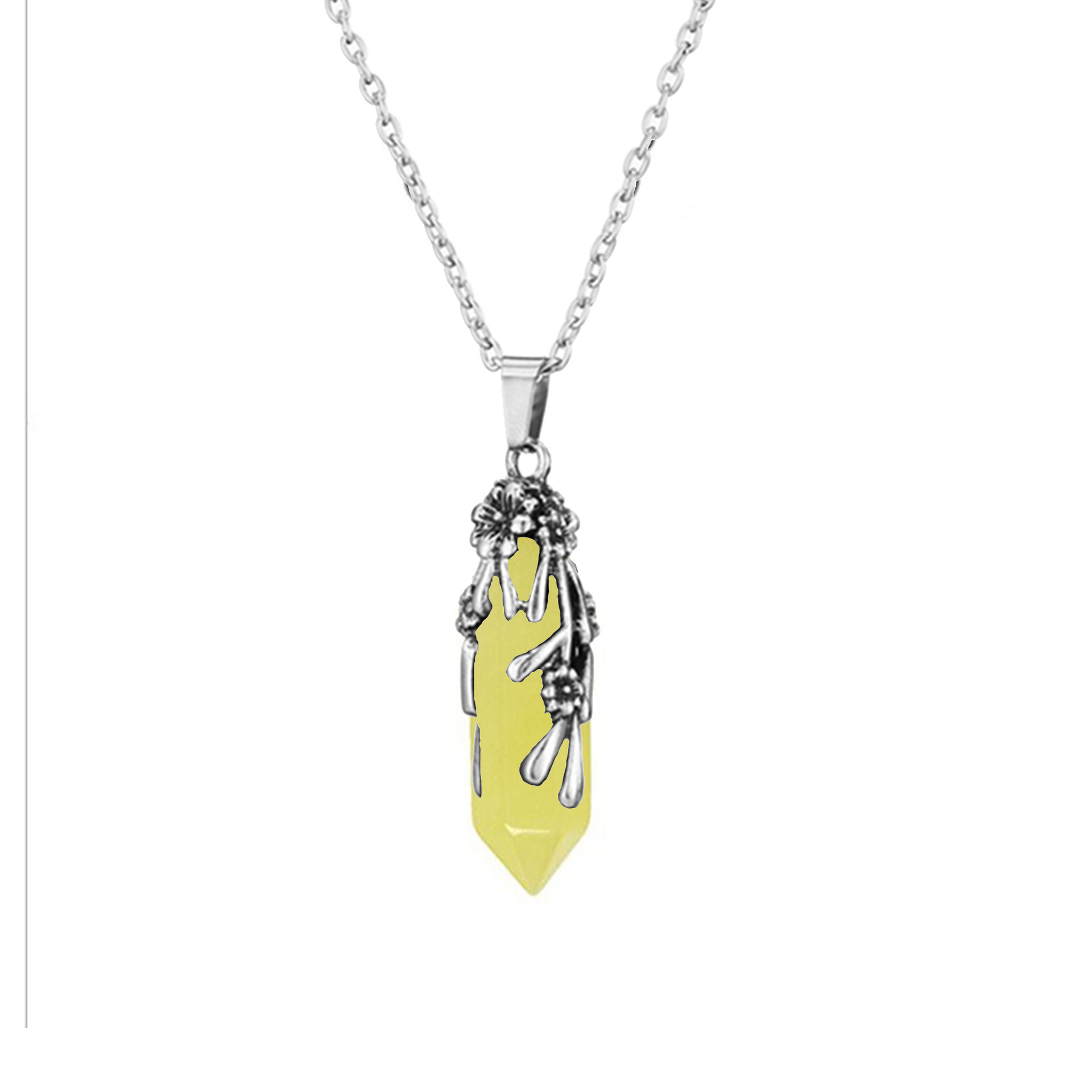 natural stone, Crystal, Iron Material Casual Simple Style Geometric Flower Natural Stone Crystal Iron Wholesale Pendant Necklace