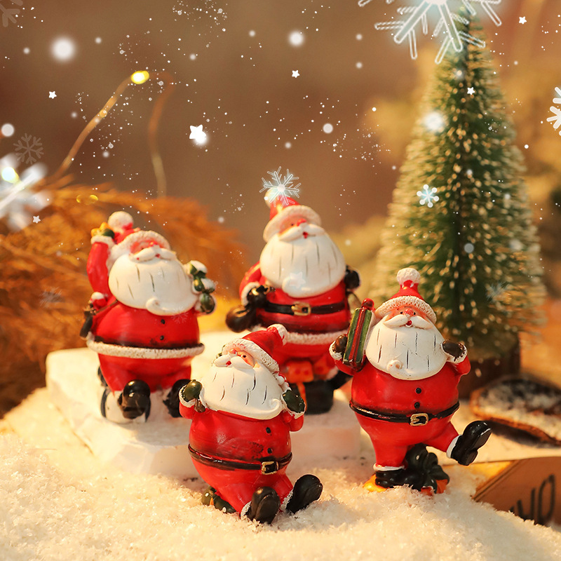 クリエイティブ雪だるまサンタクロースデスクトップクリスマス装飾小物ミニクリスマスシーン配置撮影小道具|undefined