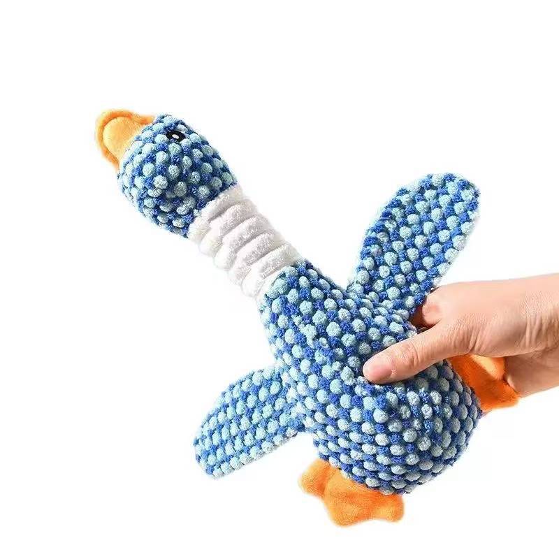 Nuevo juguete de peluche de mascotas auto-hi grinding dientes aburrido juguete de voz de perro muñeca de doble color gansos juguetes de perro