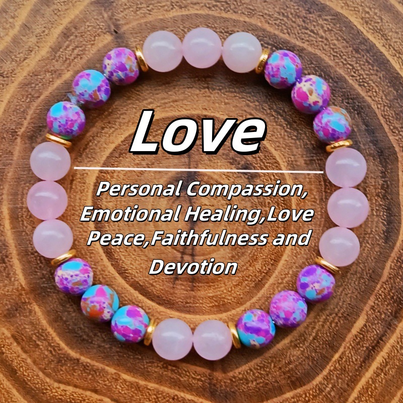 TEMU HISYIN TK Cross-border Explosions 8MM Emperor Stone Powder Crystal Bracelet Men's and Women's Fashion Bracelet in stock