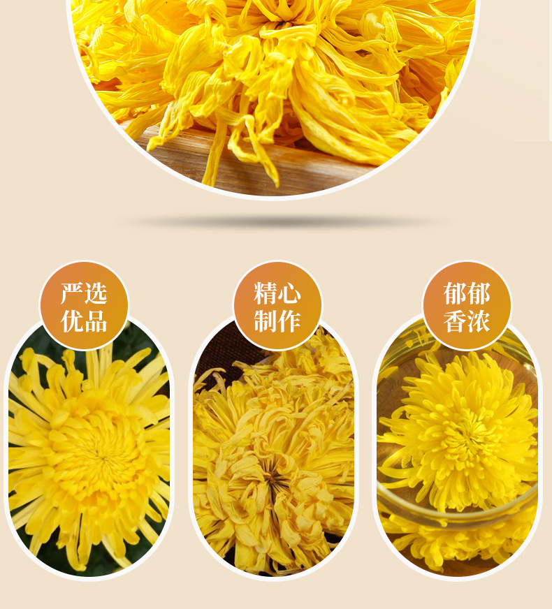 Golden Silk Imperial Chrysanthemum Dried Flower Tea 10g Premium Anhui Chrysanthemum quality and texture