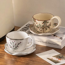 手绘薰衣草咖啡杯碟陶瓷餐具小清新下午茶拿铁拉花杯子田园风水杯