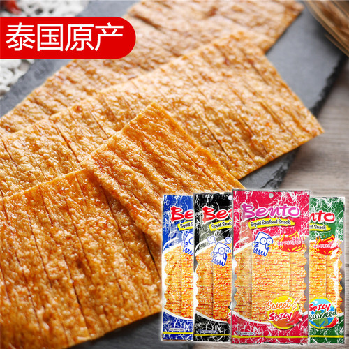 Thai imported snack bento mixed with spicy strips of hand-tear squid, sweet and spicy flavor dried squid, 20g 