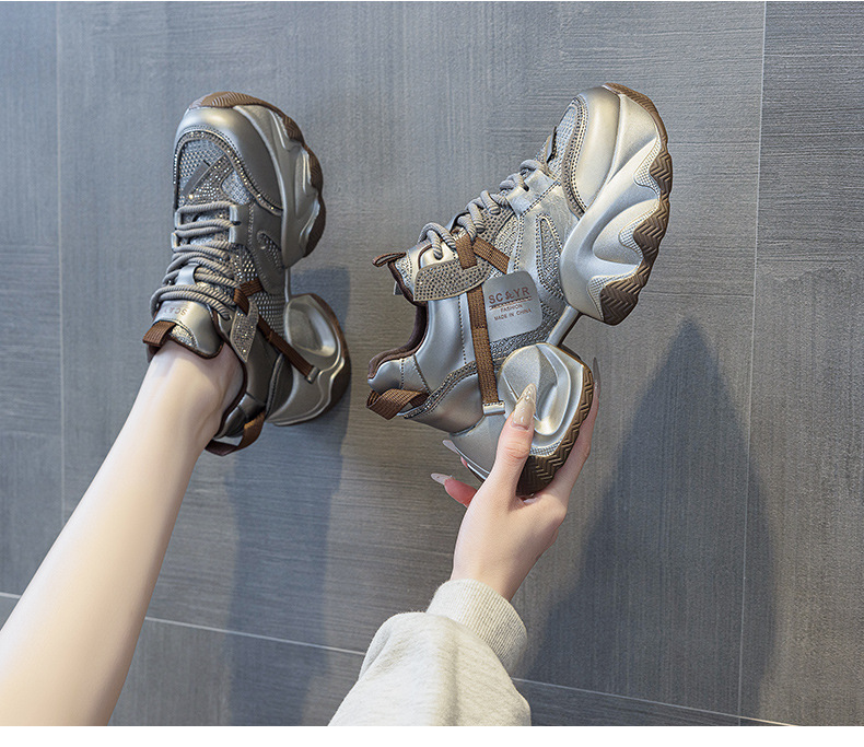 Giày sneaker nữ đế dày platform tăng chiều cao phong cách thể thao thời trang xuân hè 2026 — M2707 màu chì, M2707 màu be, M2707 màu đen chi tiết 19