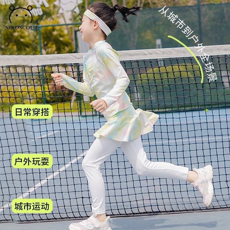 女の子のサマースーツ、スポーツ速乾服、子供服、プロバドミントントレーニングスーツ、ランニング日焼け止め、アイスシルククール感|undefined