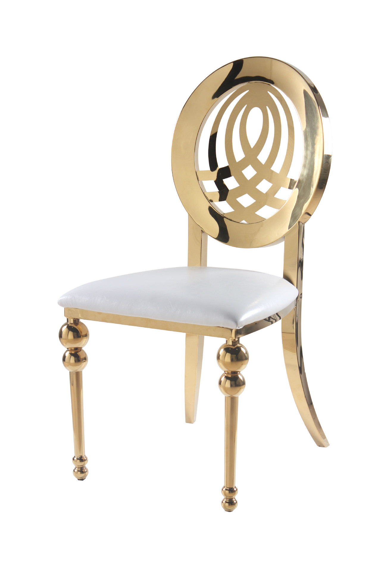De titanio de oro de acero inoxidable Silla de comedor moda Luz de lujo de acero inoxidable Hotel redondo Silla de comedor de banquete de hotel Silla de comedor al por mayor