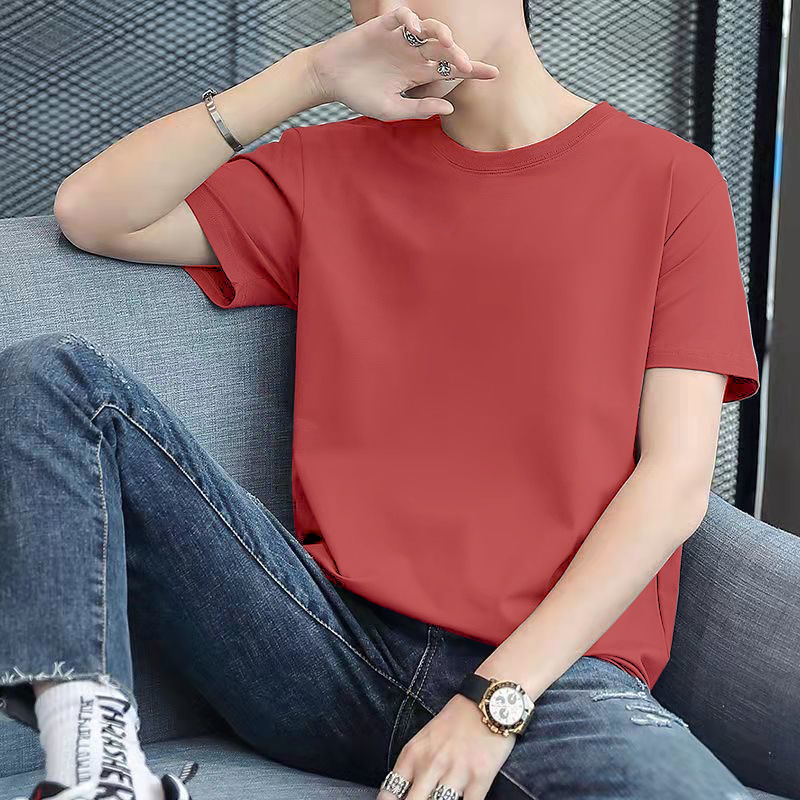 Camiseta de manga corta para hombre, nueva, estilo otoñal, ajustada, moderna, estampada, fina, con cuello redondo, estilo informal, suministro de vendedores ambulantes, atractiva.