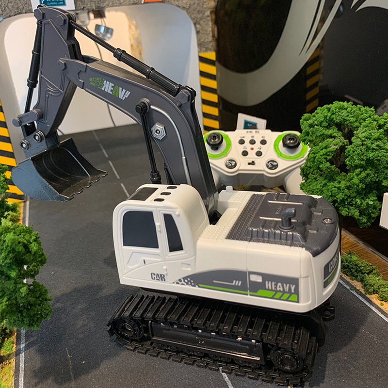 Excavadora aleación niños de control remoto excavadora juguete coche niño simulación excavadora eléctrica coche ingeniería vehículo transfronterizo