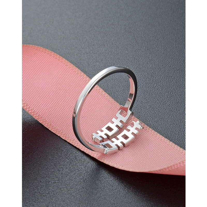 S925 plata esterlina doble felicidad anillo mujer personalidad abierta estilo chino retro chic anillo de dedo índice nicho anillo simple