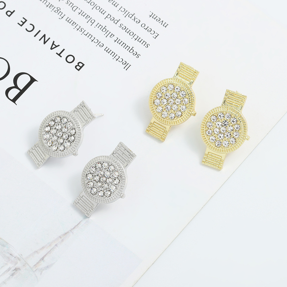 Hip-hop Alloy Diamond-studded Dial Earrings display picture 8