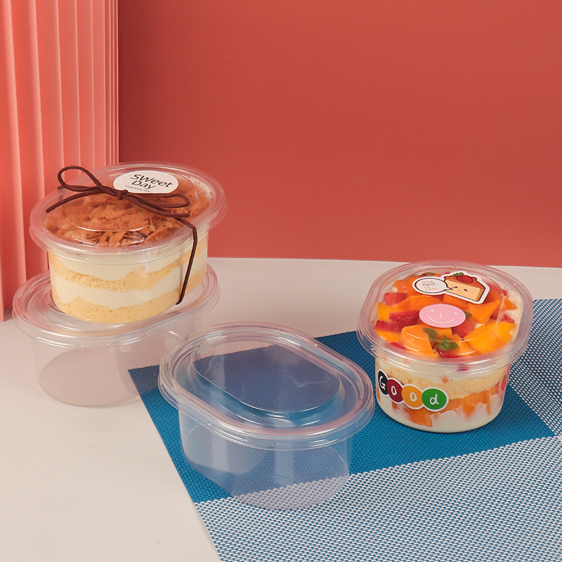 千层慕斯蛋糕饱饱碗350ml豆乳盒水果捞木糠杯l包装盒点心甜品盒子