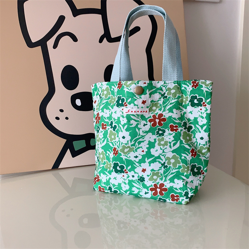 75g Weight Magnetic Buckle Closure Type Top Handle Strap Type Handbag Bags Type Casual Occasion Canvas Material Flower Pattern Spring&Summer Season Women's Gender Vacation Style Square Shape Women's Canvas Flower Vacation Square Magnetic Buckle Handbag 42