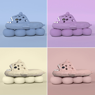 鲨魚拖鞋女家居夏季防滑EVA室內踩屎感情侶涼拖鞋男士厚底涼拖潮