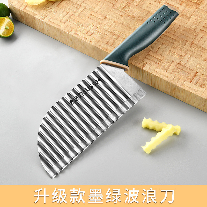 Cuchillo de patata ondulado comercial 304 acero inoxidable multifuncional cuchillo de cocina nuevo lienzo de cocina