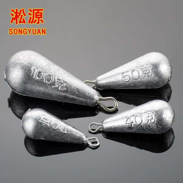 Manufacturer Wholesale Hanging Ring Water Drop Lead Sinker Full Gram Fishing Scale Freshwater Sea Fishing Tackle Outdoor Fishing Sinker