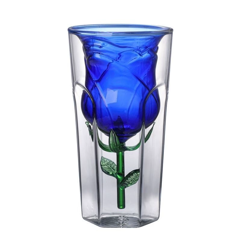 Decorative Wine Glass Creative, Double-Layer Rose Stem, 150–280 ml, Cute Leaf Stem Design