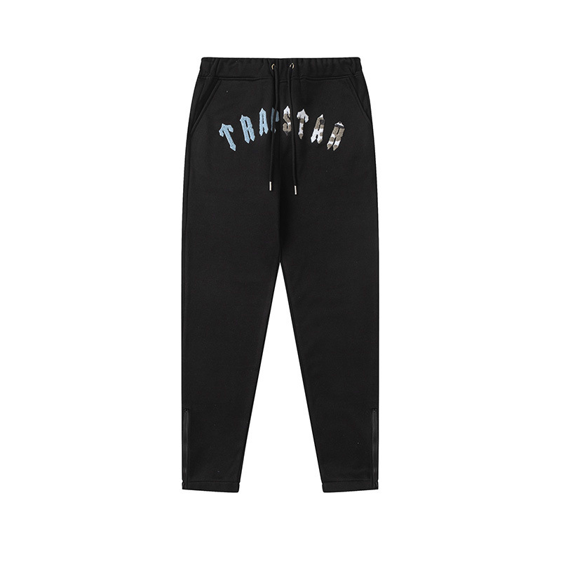 Europa y América Trapstar blue line negro cabeza de tigre toalla bordado más terciopelo con capucha suéter pantalones pantalones casuales