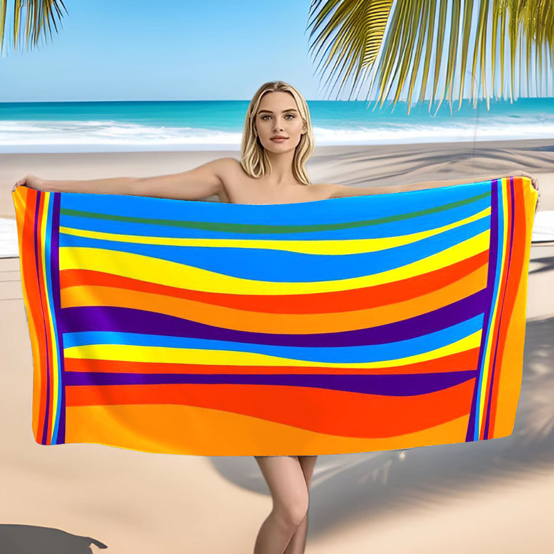 Bath Towel Microfiber Absorbent Towel Ready-Made Cross-Border Popular Vacation Active Quick-Drying Beach Towel Printed Seaside