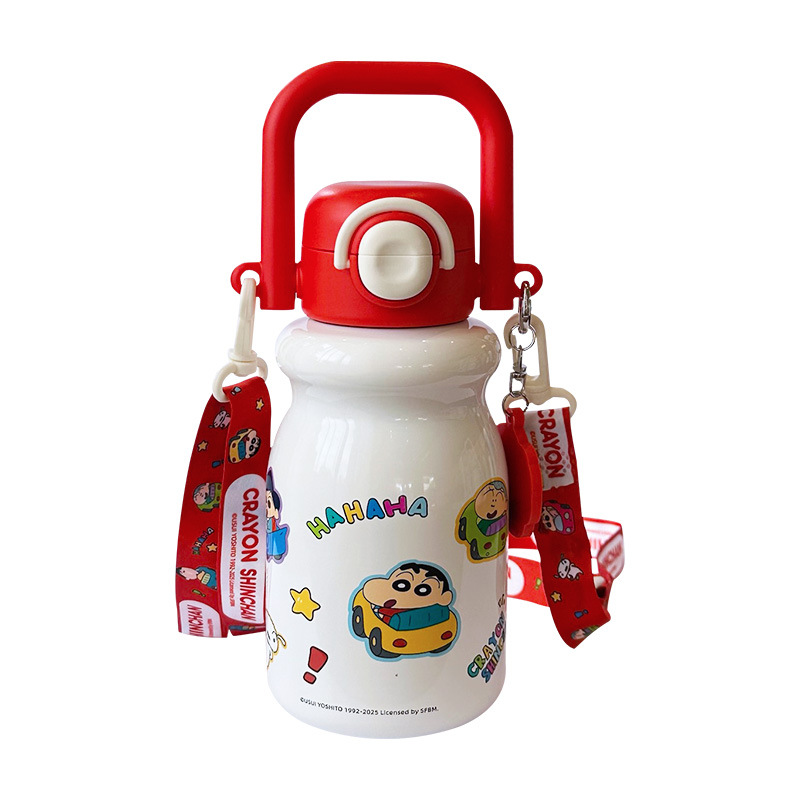 Crayón pequeño nuevo co-marcado encantador taza térmica para niños 2025 nueva gran capacidad portátil doble taza de paja para beber