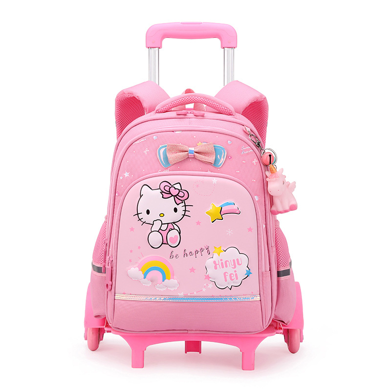 Mochila escolar con ruedas para niños de primaria con seis ruedas que pueden subir escaleras, mochila impermeable de gran capacidad y que reduce la carga para niñas de 1.º a 3.er grado