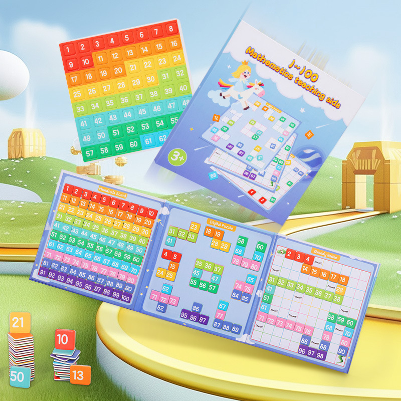 Cientos de tableros, ayudas didácticas Montessori, magnetismo para niños 1 a 100 tableros digitales, cientos de tablas, educación temprana, iluminación, juguetes intelectuales