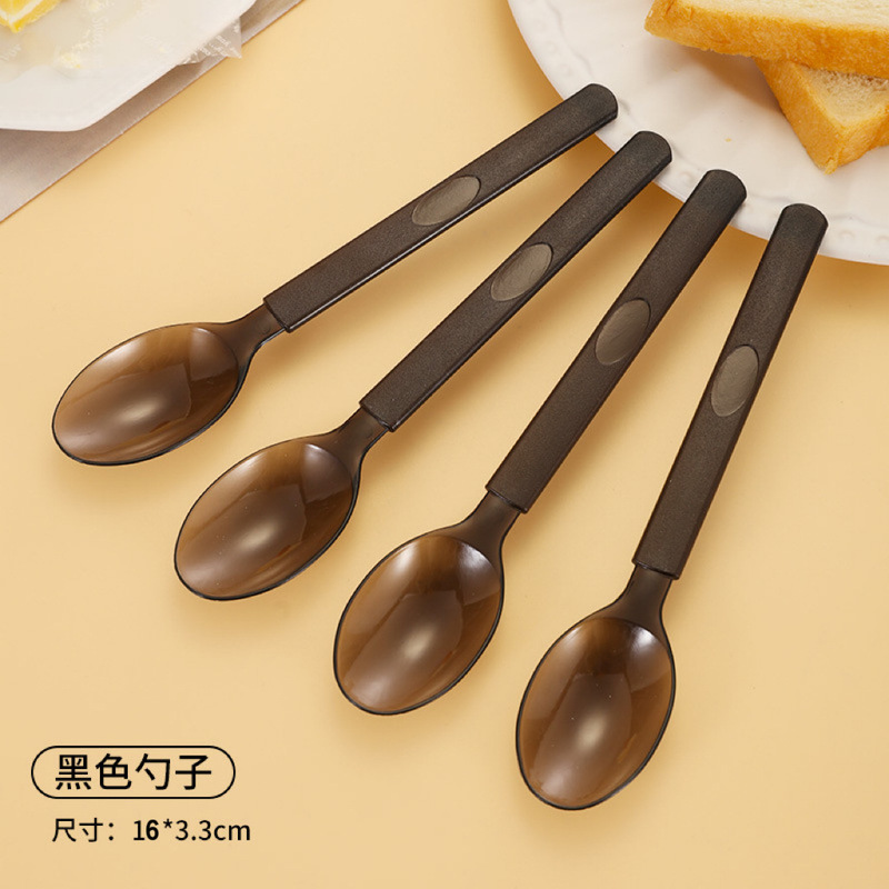 一次性加厚PS美式勺 商用外卖独立包装磨砂蛋糕叉勺外卖打包勺|undefined