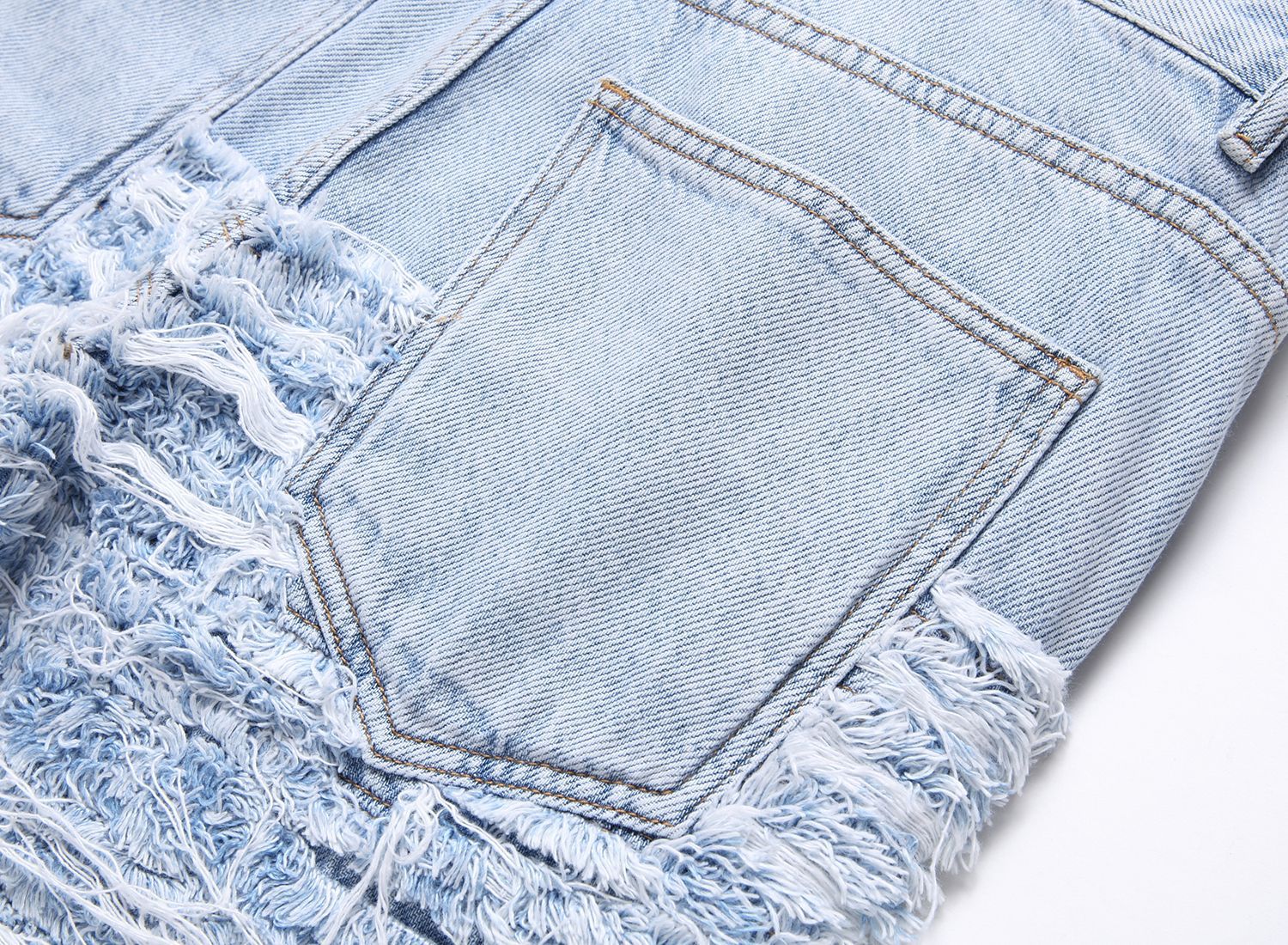 Herrenbekleidung - Trendy, strapazierfähige, gestapelte, lockere Hose mit Quasten, bestickten Haarschnitten und Schnurrbart-Jeans mit lockerem Saum für Männer_voghion.com