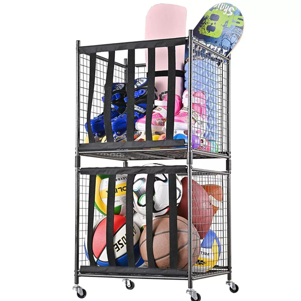 金属体育器材展示架运动设备收纳篮足球篮球弹力带球类储存车