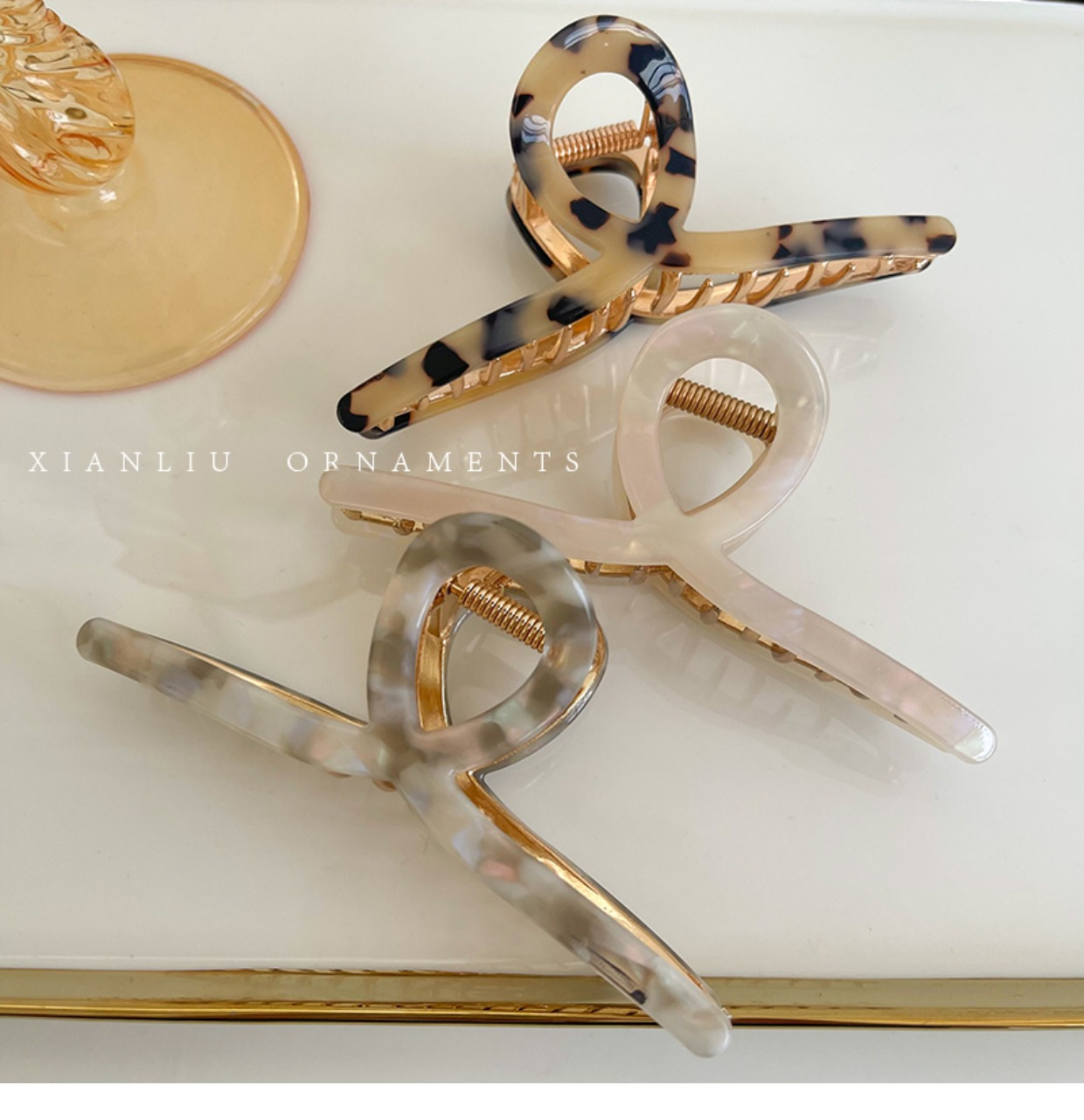 Stor hårklämma för damer elegant acetat grip sommarstil_voghion.com