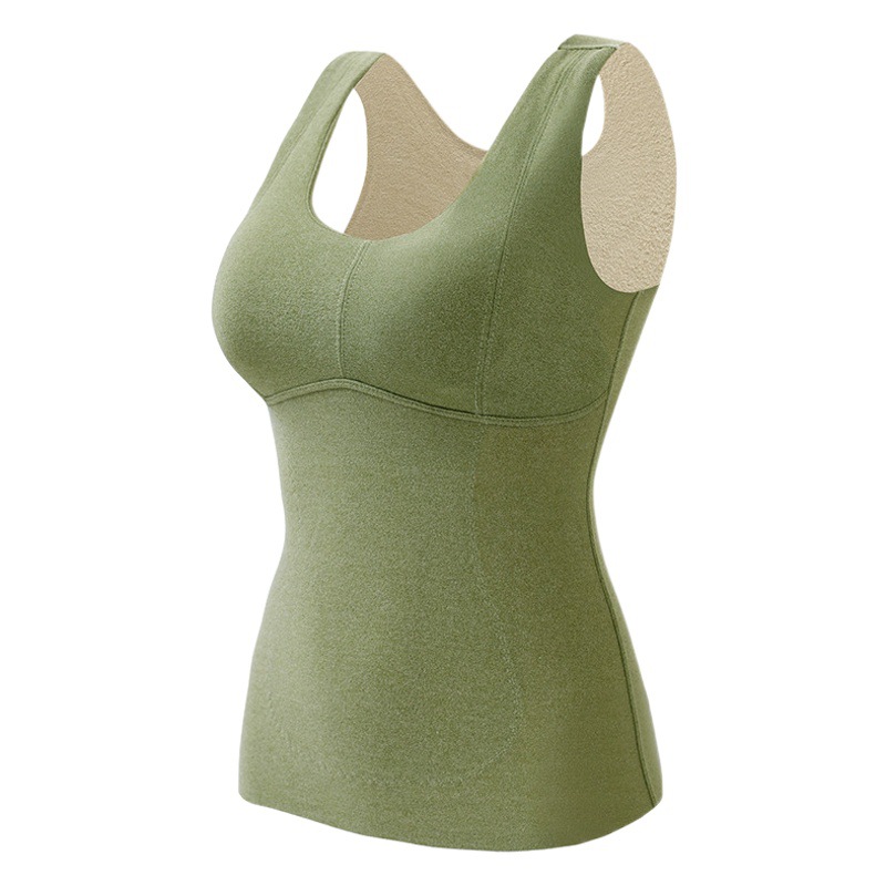 Otoño e Invierno chaleco térmico de terciopelo autocalentable para mujer con parche de almohadilla en el pecho cepillado más tamaño bottoming ropa interior térmica