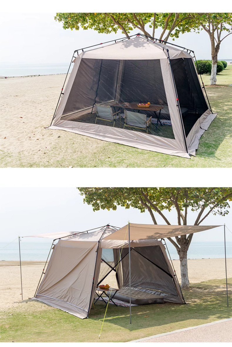 Automatic Tent Outdoor Aluminum Alloy Folding Portable Camping Black Glue Mosquito Net Mosquito-Proof Camping Canopy