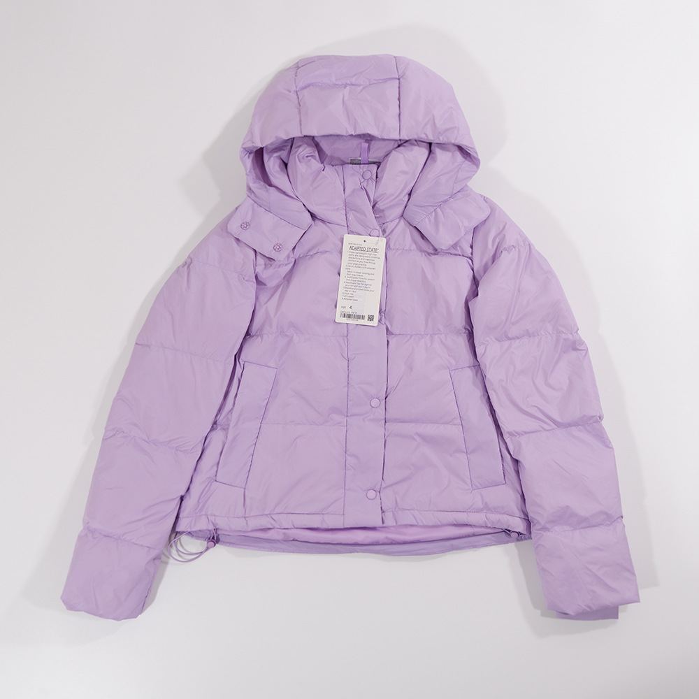 라일락 4그리드 퍼프 체크 다운 재킷