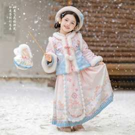 汉服女童2026冬新新中式小女孩国风马面裙加厚超仙马年拜年服套装