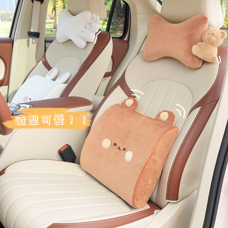 Cartoon Car Headrest Neck Pillow Memory Foam Bear Car Soft Cushion Four Seasons Comfortable Car Cushion