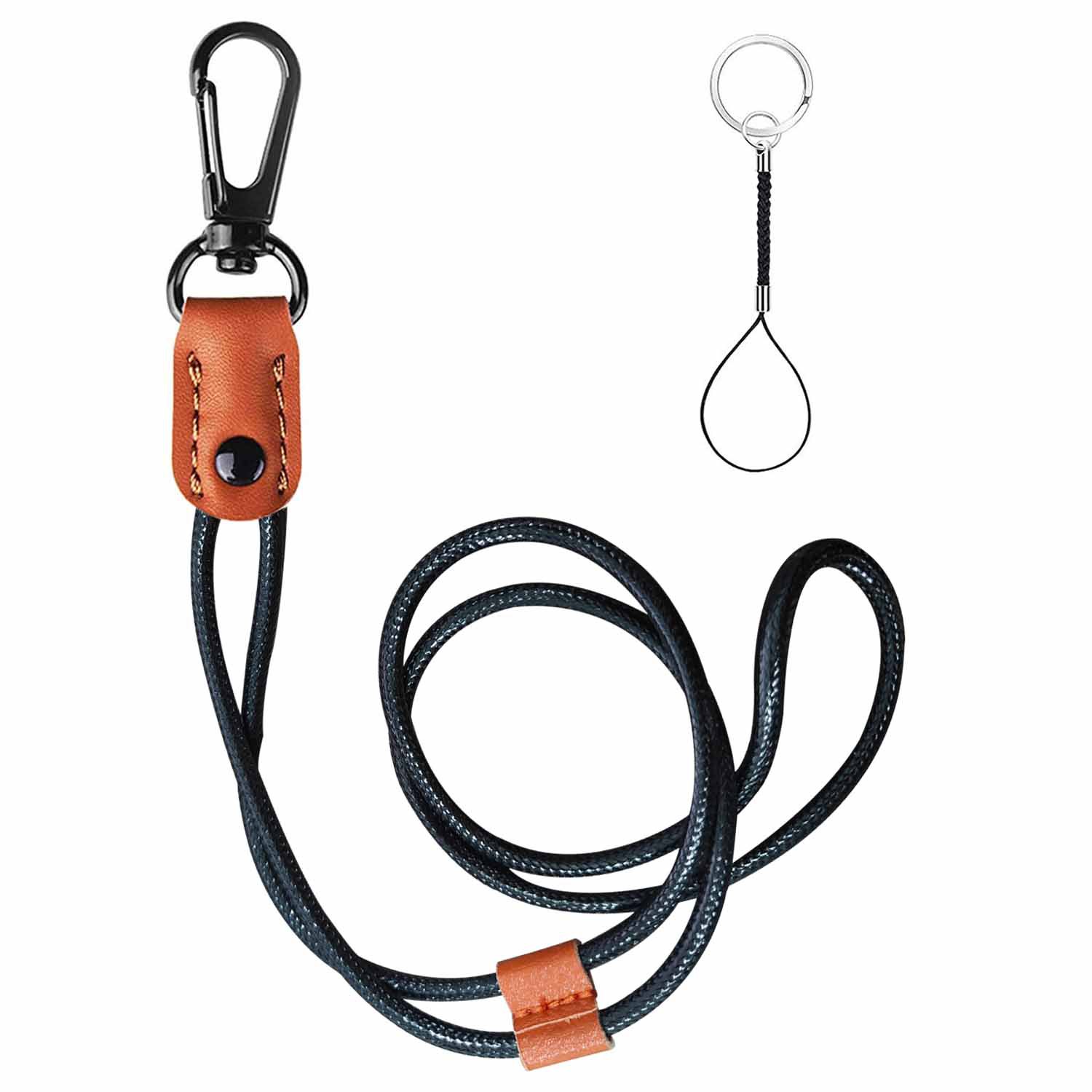 Cordón de cuero de PU marrón negro clásico tejido a mano Cordón de Certificado de cuero de PU negro ajustable llavero